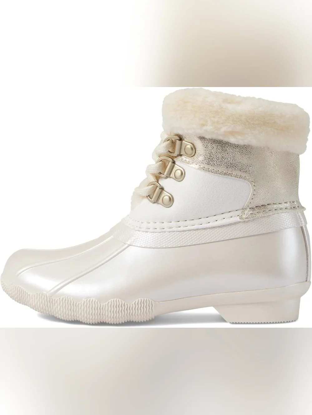 Sperry Youth Girls Alpine Saltwater Pearlized Ivory Duck Boots STK166415 Sz 5M